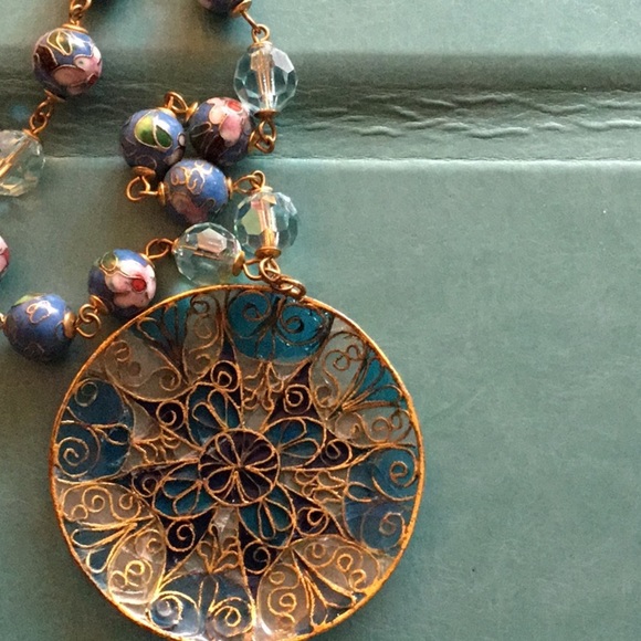 Vintage Cloisonné Necklace, a standalone piece ! - Picture 3 of 5
